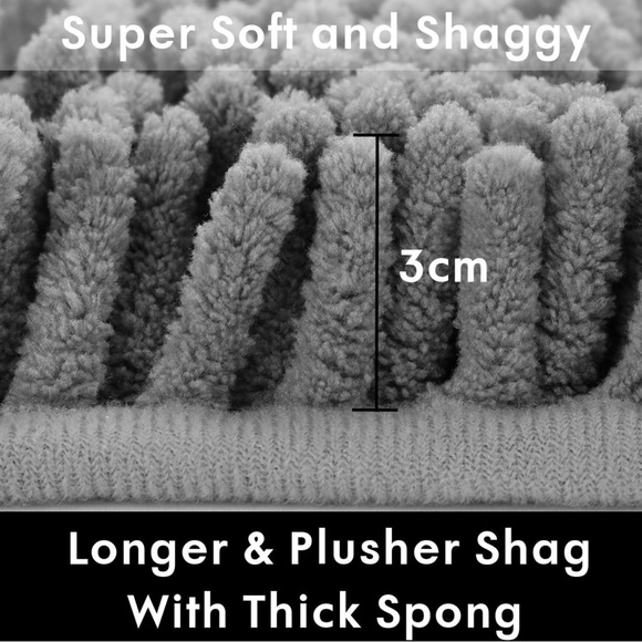 Set of plush microfiber chenille gray bathroom mats - Picture 3 of 7